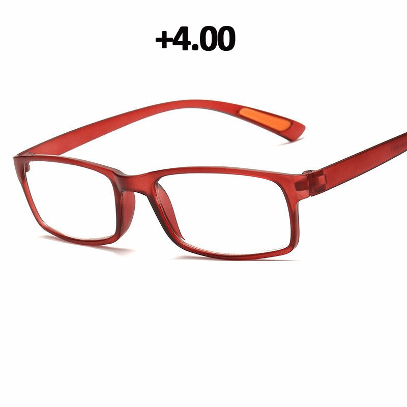 Seedfly  tr90 ultralichte leesbril voor dames, flexibele presbyopiebril, dioptrie 1.0, 1.5 2.5 4.0, heren, zwart, hyperopiebril: Rood 400