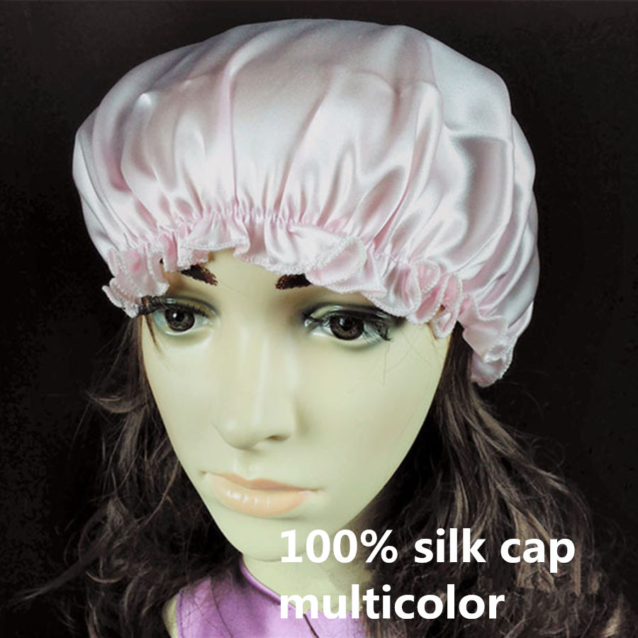100% Mulberry Seide Kappen für Schlaf Komfortable Weiche Seide Nacht Kappe Hüte Bonnet Beanie Hut Solide Farbe Freies