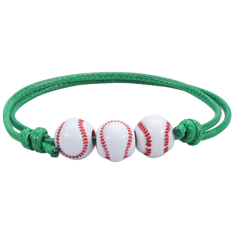 Nueva pulsera de béisbol de baloncesto, línea de cera tejida, pulsera de tenis y Rugby, joyería deportiva para niños y niñas BR1001: Bronce antiguo plateado