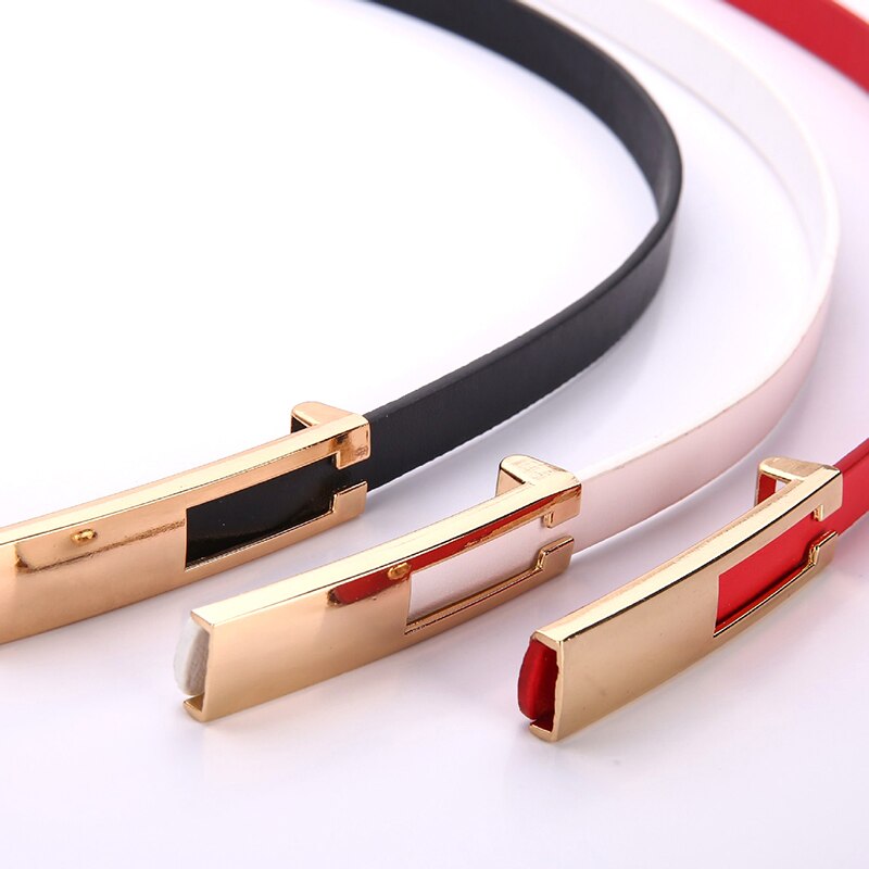 Cinturones de mujer con hebilla de Metal para vestidos de cuero de correas finas para la cintura de mujer cinturon blanco negro para mujer
