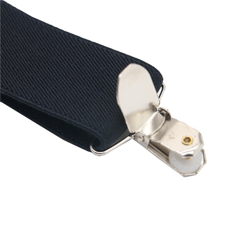 3.5 bredde menn bukseseler solid svart dobbel elastikk 4 klips justerbar toveis metall kryss x rygg dame bukser seler