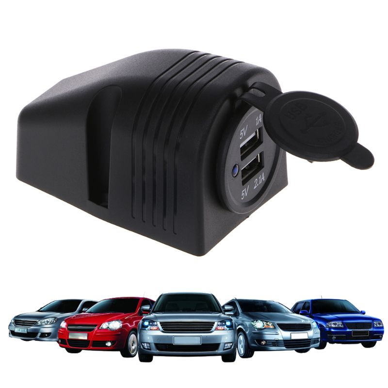 12v x 24v dual-usb-panel-ladeadapter mit armaturenbretthalterung und wasserdichten schutzkappen für auto, boot, schiff und lkw