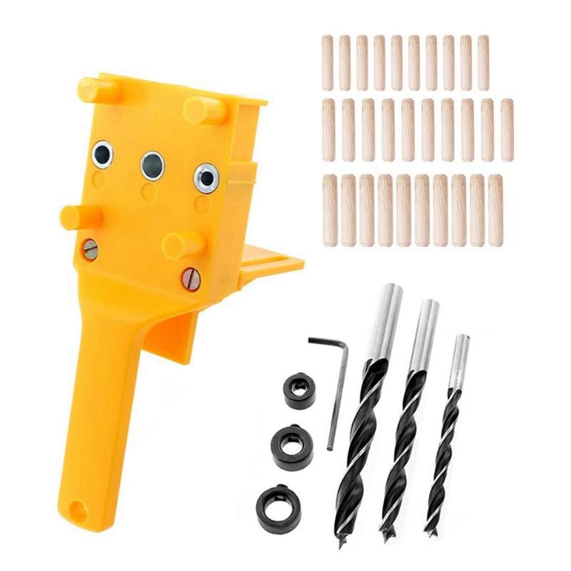 Woodworking Pocket Hole Jig Kit Set 6 8 10Mm Drill Guide Metal Sleeve Wood Drilling Doweling Hole Saw Tools Handheld Jigs
