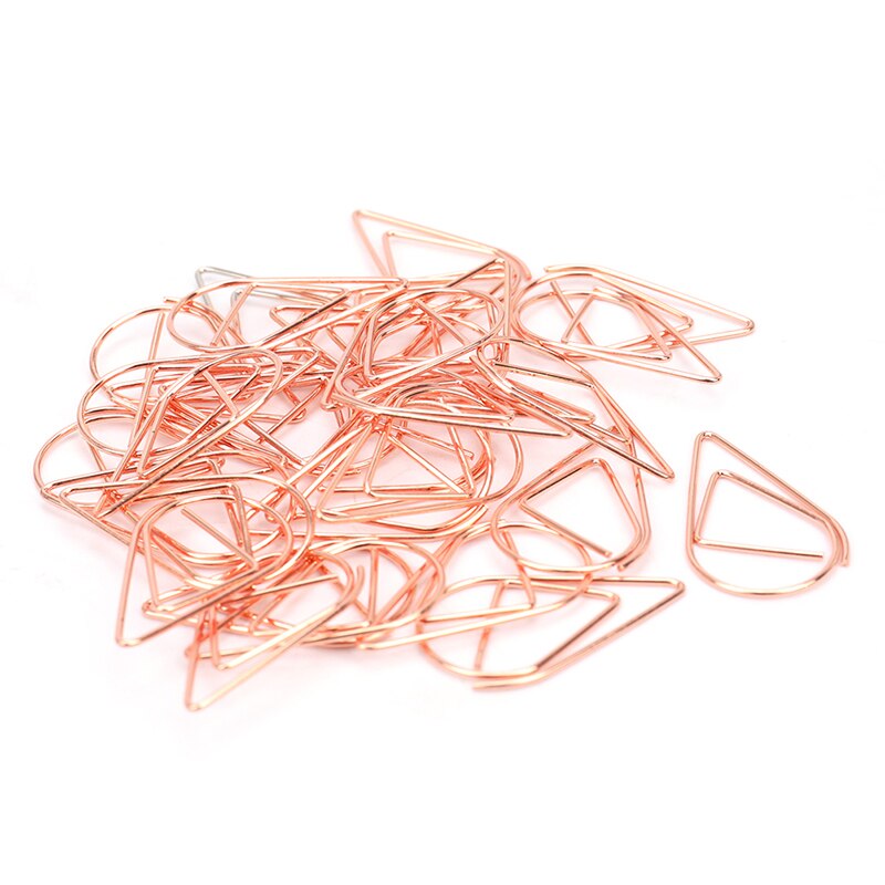 Lot de 30 trombones en métal en forme de feuille de couleur or et argent, kawaii, mignon, marque-page, papeterie scolaire et de bureau: Or rose