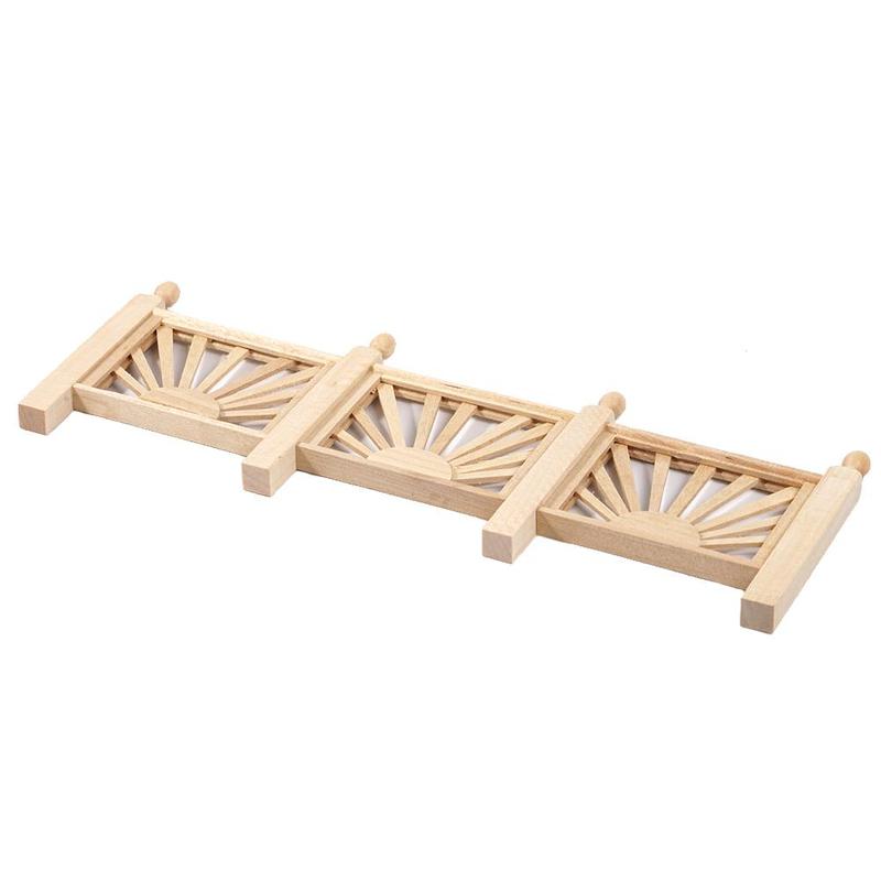 1:12 Puppenhaus Zubehör Simulation Holz 3 Abschnitt Szene Zaun Puppenhaus Balkon Leitplanke Lange Dekoration Miniatur M F3B2