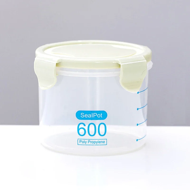 Botes de almacenamiento de alimentos de cocina con escala, organizador multigrano, tarro sellado, lata de plástico a prueba de humedad, tanque de almacenamiento hermético: Gris oscuro