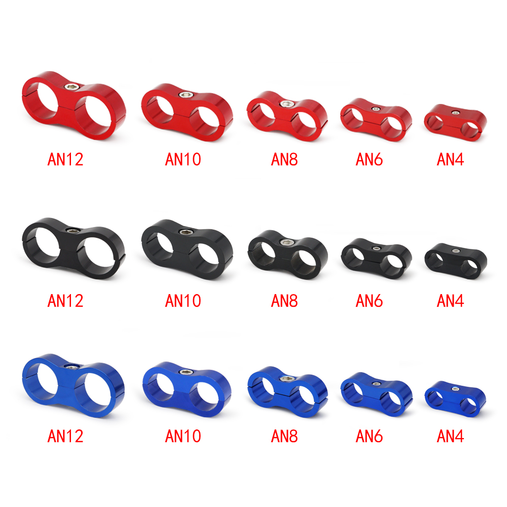 AN4 AN6 AN8 AN10 AN12 abrazadera de línea de manguera de goma trenzada, separador de línea anodizado de aluminio, Kit de abrazadera divisora, negro/rojo/azul