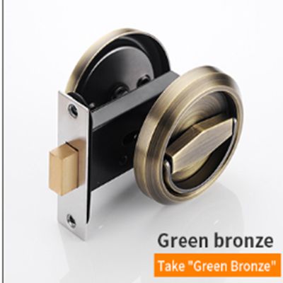 JZPENG invisible door lock bedroom door lock household universal door lock bedroom door lock universal pull ring wooden door loc: Double sided / Green bronze