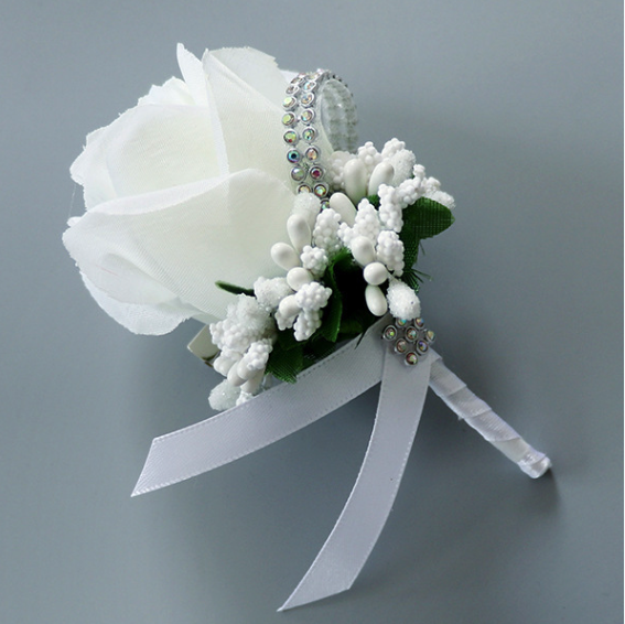 perfectlifeoh Hochzeitsstrauß, blaue weiße Rosen, künstliche Blumen, Braut- und Hochzeitsstrauß, Hochzeit: schwarz