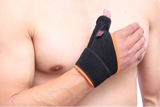 AOLIKES – protection contre les entorses du pouce, enveloppe de Support de poignet, gaine tendineuse, Fracture fixe, souris, Correction des doigts, sécurité sportive, 1 pièces: orange / right hand