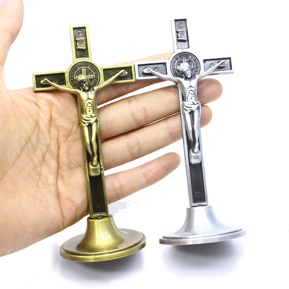 Metalen Kruis Christus Lijden Standbeeld Katholieke Jezus Kerk Icoon Voor Office Home Religieuze Decoratie Te Dragen PM0168-PM0169