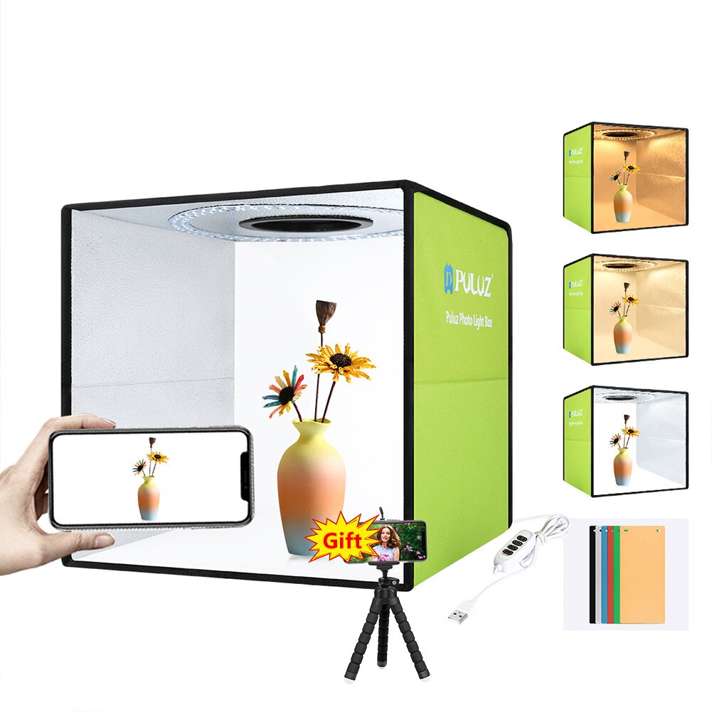 PULUZ 30cm Leuchtkasten Mini Faltbare Foto Studio Kasten LED Licht Kasten Fotografie Studio Schießen Zelt Kasten Bausatz &Ampere; 6 farbe Kulissen