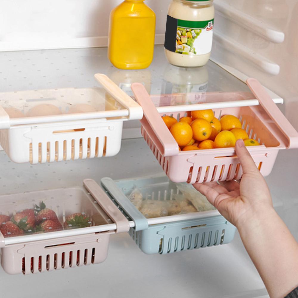 Stretchable Multifunction Kitchen Refrigerator Storage Box Rack Fridge Freezer Shelf Holder Pull-out Drawer Home Organiser