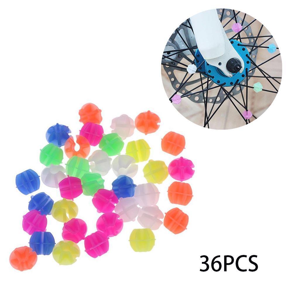 36 Stks/set Plastic Clip Spoke Bead Fiets Kralen Draad Sprak Ronde Fiets Decoraties Kralen Bal Spoke Lichtgevende Wiel Kralen B0X2