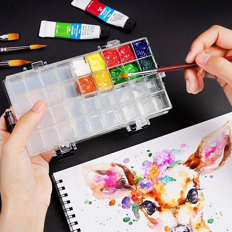 24/36 Cellen Draagbare Verf Doos Transparant Grote Capaciteit Aquarel Lange Termijn Hydraterende Art Student Leveringen