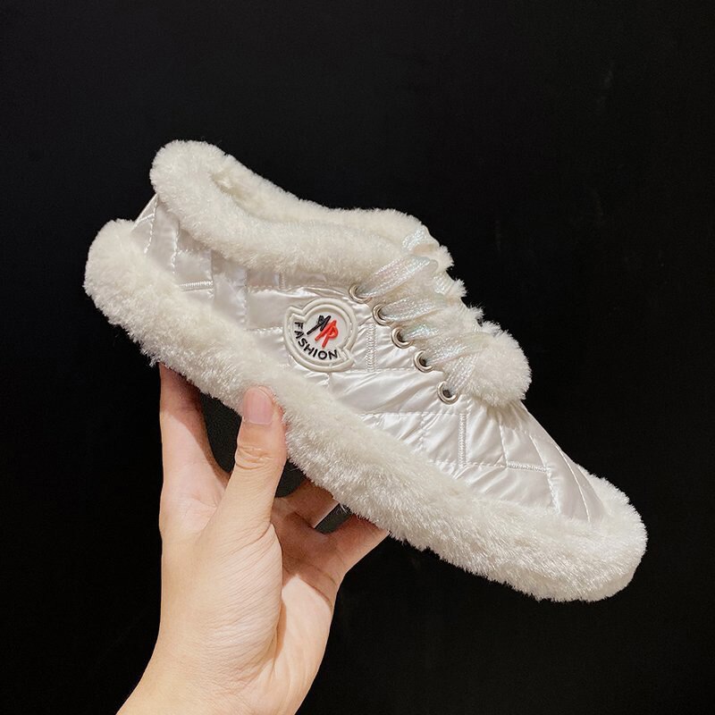 Vinterskor kvinnor matchande rund tå casual kvinnliga sneakers loafers päls dam höst modis moccasin cross