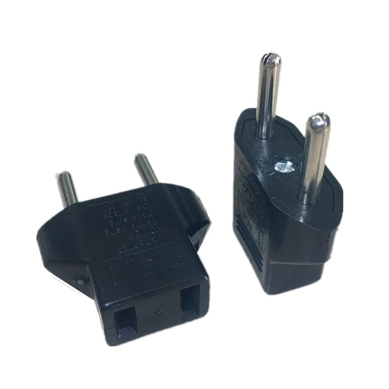 2pcs CN US To EU Euro Europe Plug Adapter 2 Round Socket Converter Travel Electrical Power Adapter Socket China To EU Plug: black