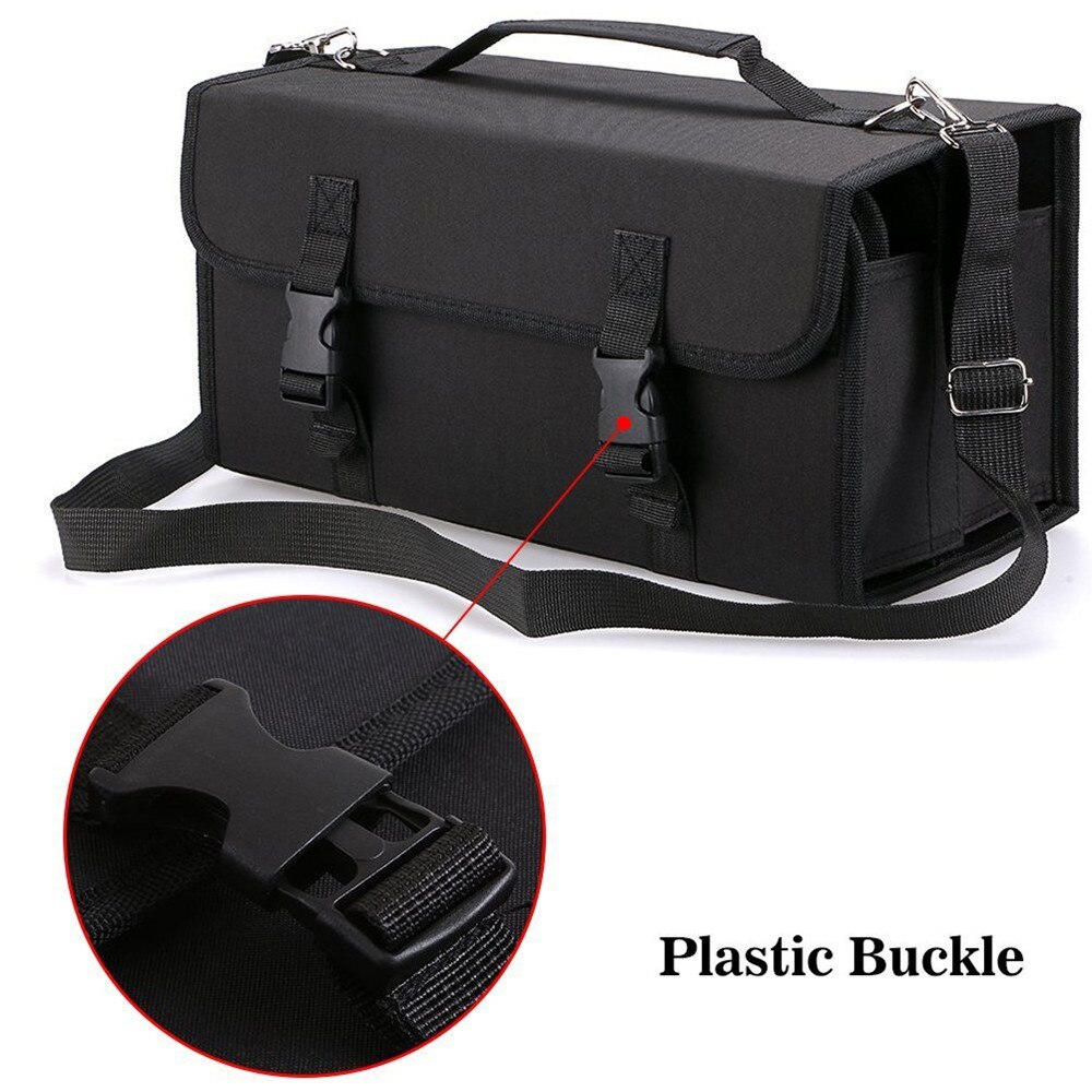 120 Holes Marker Pencil Case School Big Art Marker Pencilcase for Girl Boy Cartridge Box Storage Pen Bag Stationery: Black