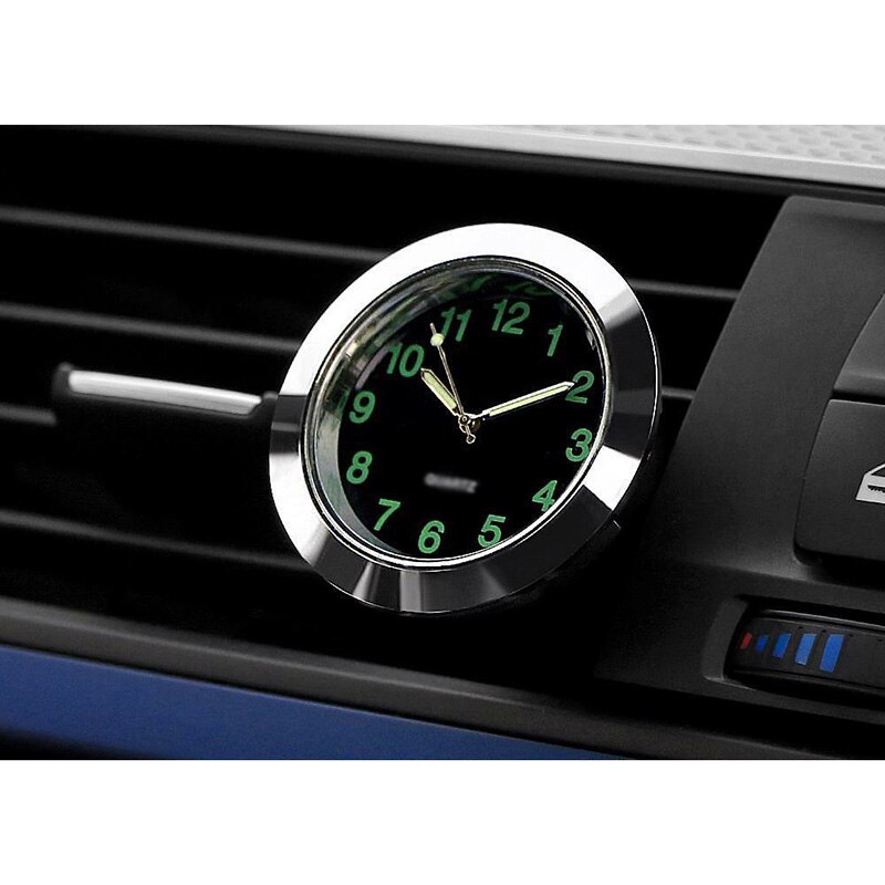 1pc Car Clock Auto Dashboard Interior Analog Chrome Metal Clip Exhaust