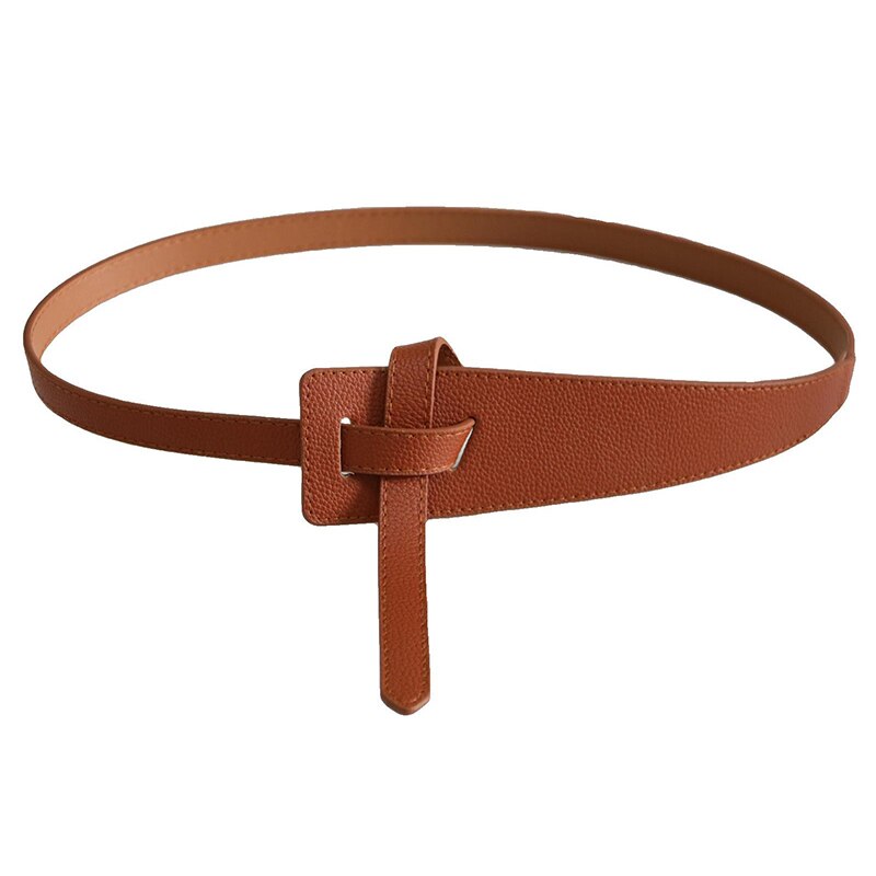 Cinturón largo ancho de cuero para mujer, cinturones de corsé anudados en la cintura, negro, falda, abrigo, accesorios de ropa: brown