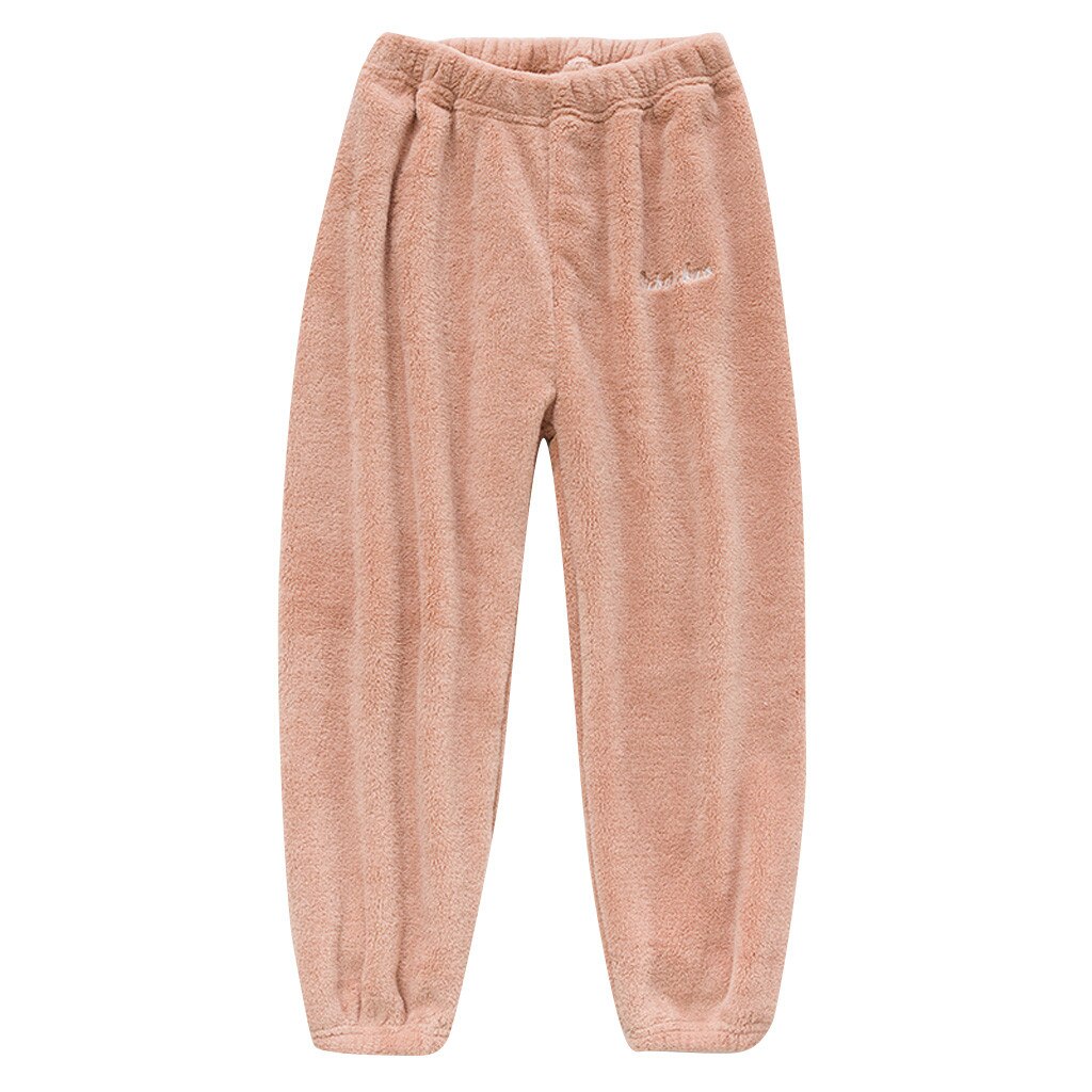 I bambini Delle Ragazze Dei Ragazzi Addensare In Pile Casual Fondo Dei Bambini Caldi di Inverno Allentato Pantaloni Della Ragazza Del Ragazzo Della Stampa Della Lettera di Modo Solido Pantaloni 2019: Colore rosa