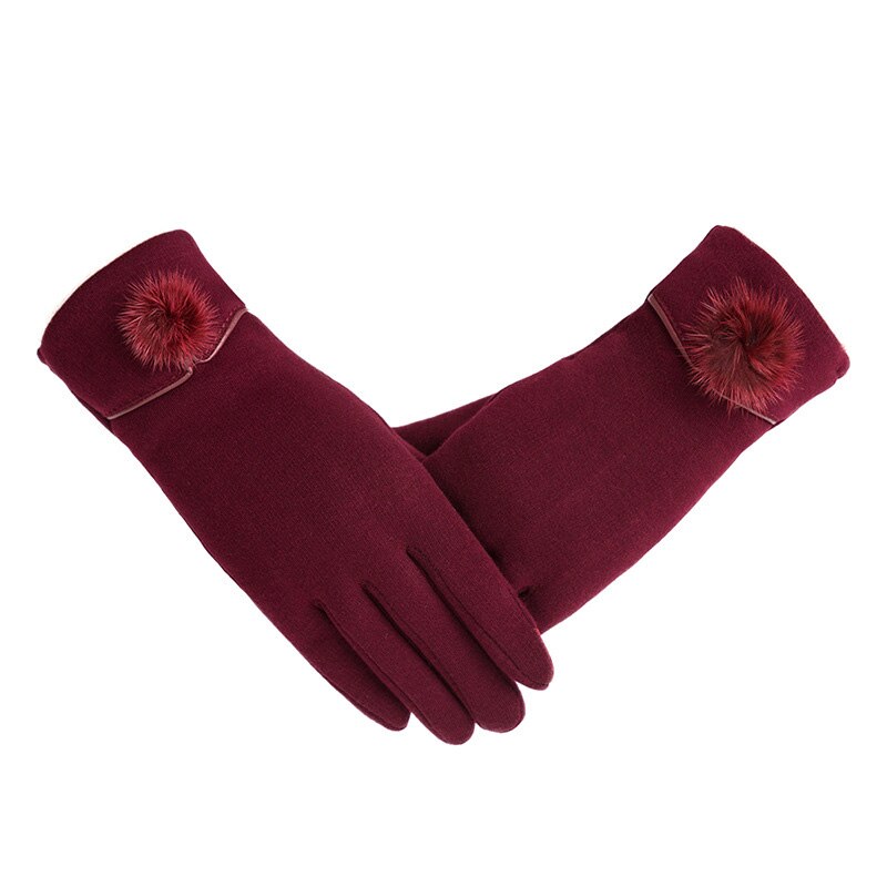 Vrouwelijke Herfst Winter Niet-ge Ïnverteerde Fluwelen Kasjmier Volledige Vinger Warm Lace Hairball Handschoenen Vrouwen Katoen Touch Screen Handschoenen g82