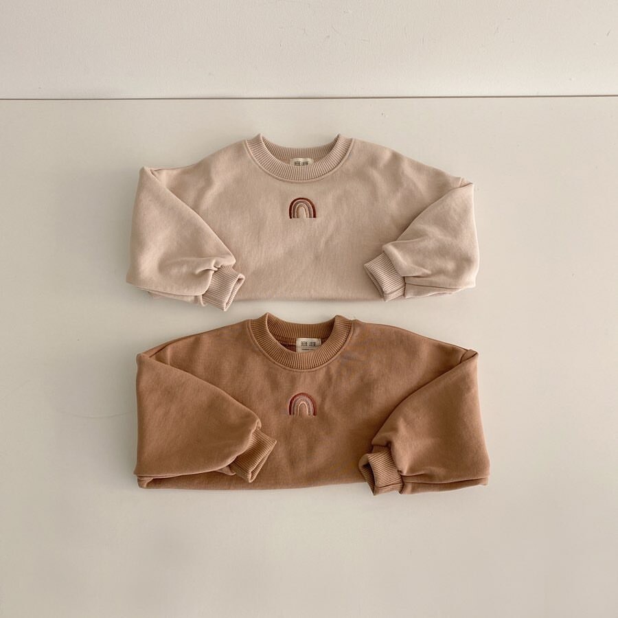 Baby Jongens Meisjes Lange Mouw Sweatshirt Lange Mouw Herfst Winter Kleding Enfant Leuke T-shirt Kinderen Regenboog Borduren Tops