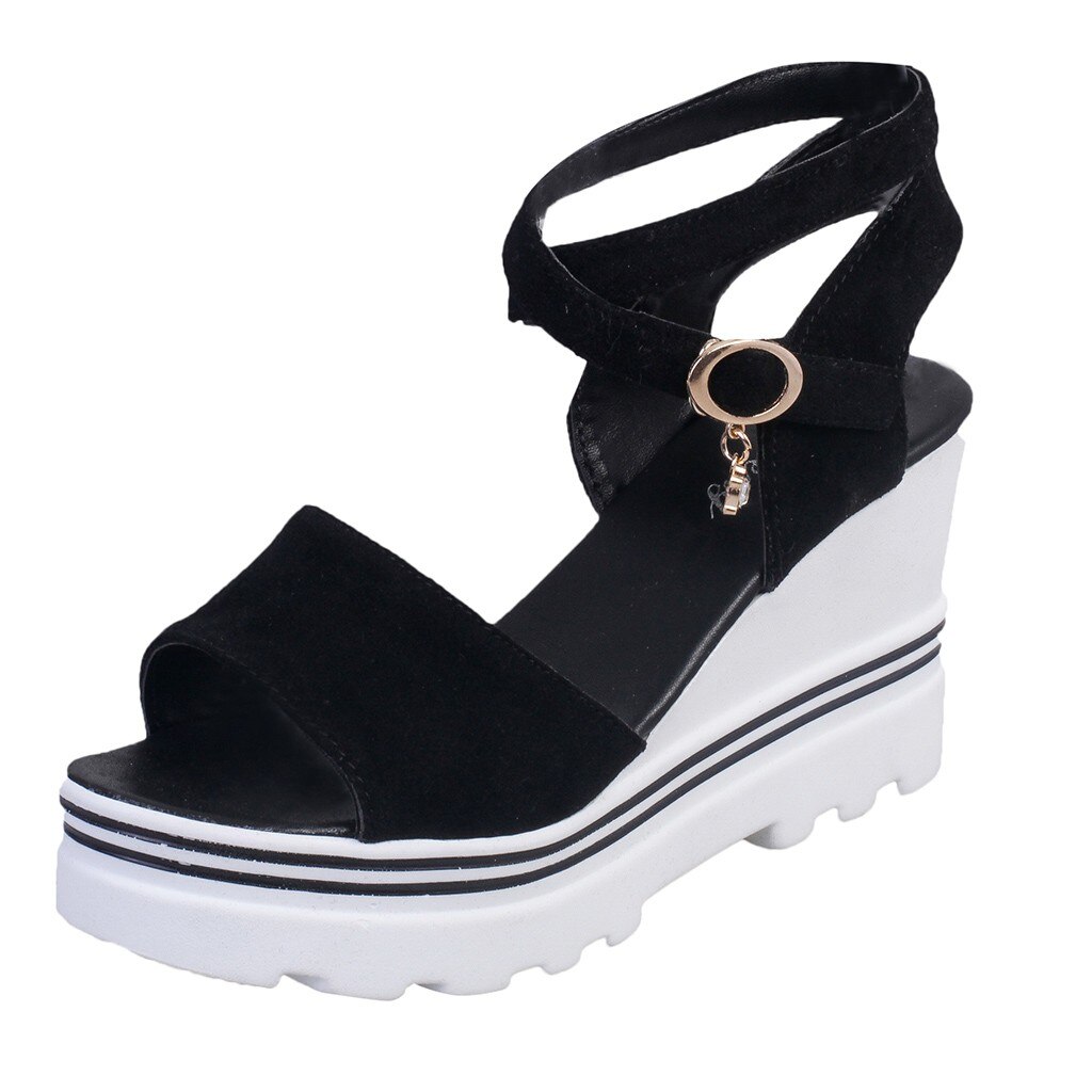 shoes woman sandals wedges Casual Peep Toe Sandals platform sandals women wedges sandalia masculina praia #G30: Black / 6.5
