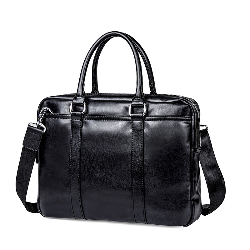 Porte-documents en cuir PU pour hommes, Simple, Business, sac à main pour ordinateur portable, décontractée, sacs à bandoulière, noir, mallette de bureau,: Black 35cm