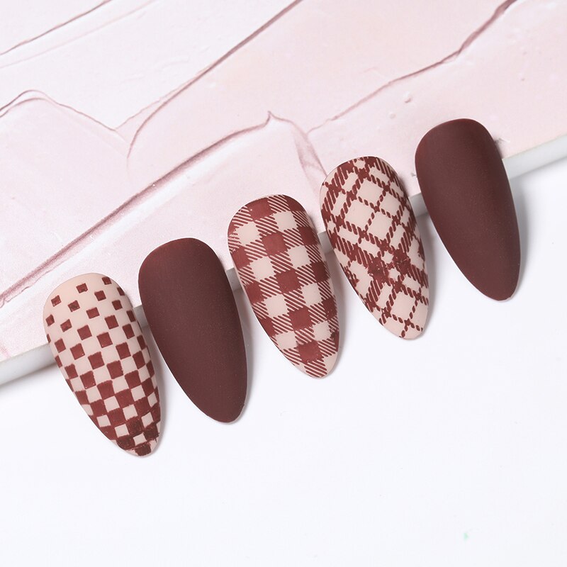 Geboren Mooie Plaid Lijn Patroon Stempelen Platen Rvs Nail Art Stamp Template Diy Afbeelding Afdrukken Stencils Gereedschap