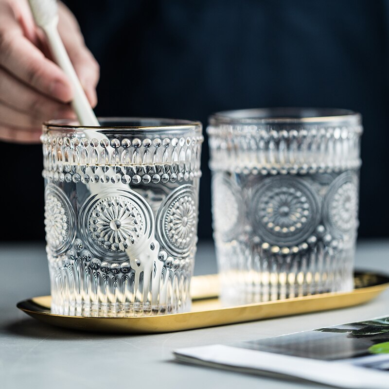 300ml Luxury Glass Couple Mouthwash Cup Pair Home Hotel Miaojin Wash Cup Three-piece Set Modern Bathroom Decoration Accessories