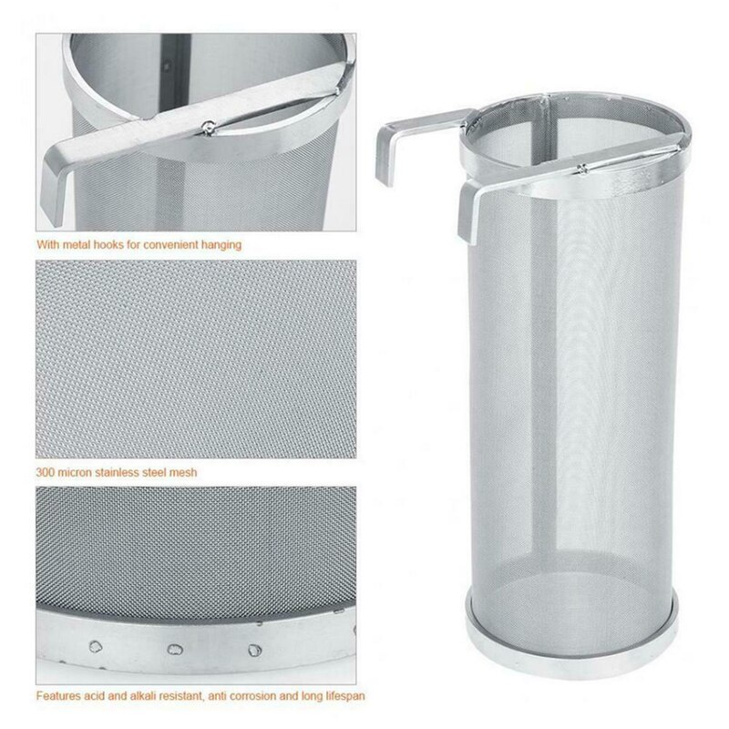 Stainless Steel Brew Beer Hop Mesh Filter Strainer with Hook Beer Brewing equipment inline filter distillation washable for bags