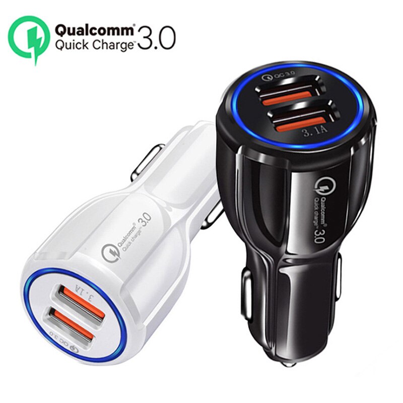 Autolader Dual Usb Qc 3.0 Snel Opladen Voor Telefoon 12 Huawei Sausung Dual Usb Autolader Qualcomm Snel Opladen adapter