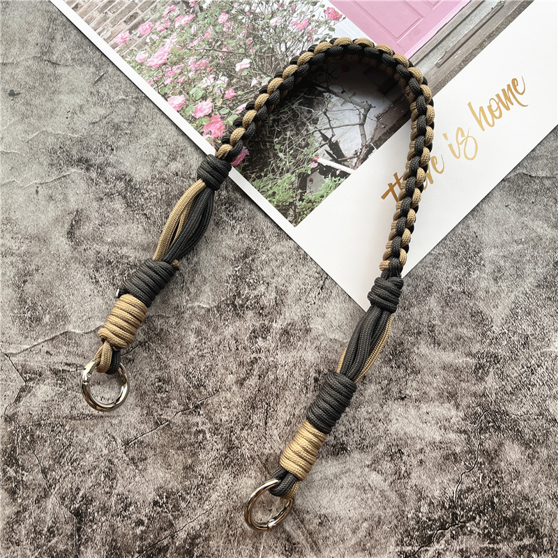 Aangepaste Lanyard Hand gevlochten schouder telefoon Lanyard tas touw riem vervangende ketting accessoires voor het ophangen van mobiele telefoons riem: Silver / Gray