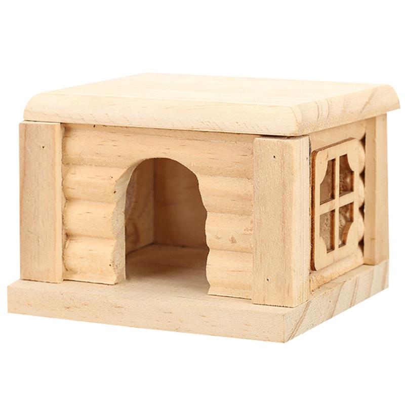 Maison de Hamster en bois naturel, petit Animal, cachette pour cochon d&#39;inde, Chinchilla, hérisson, Cage d&#39;écureuil, accessoires pour Hamster: Default Title