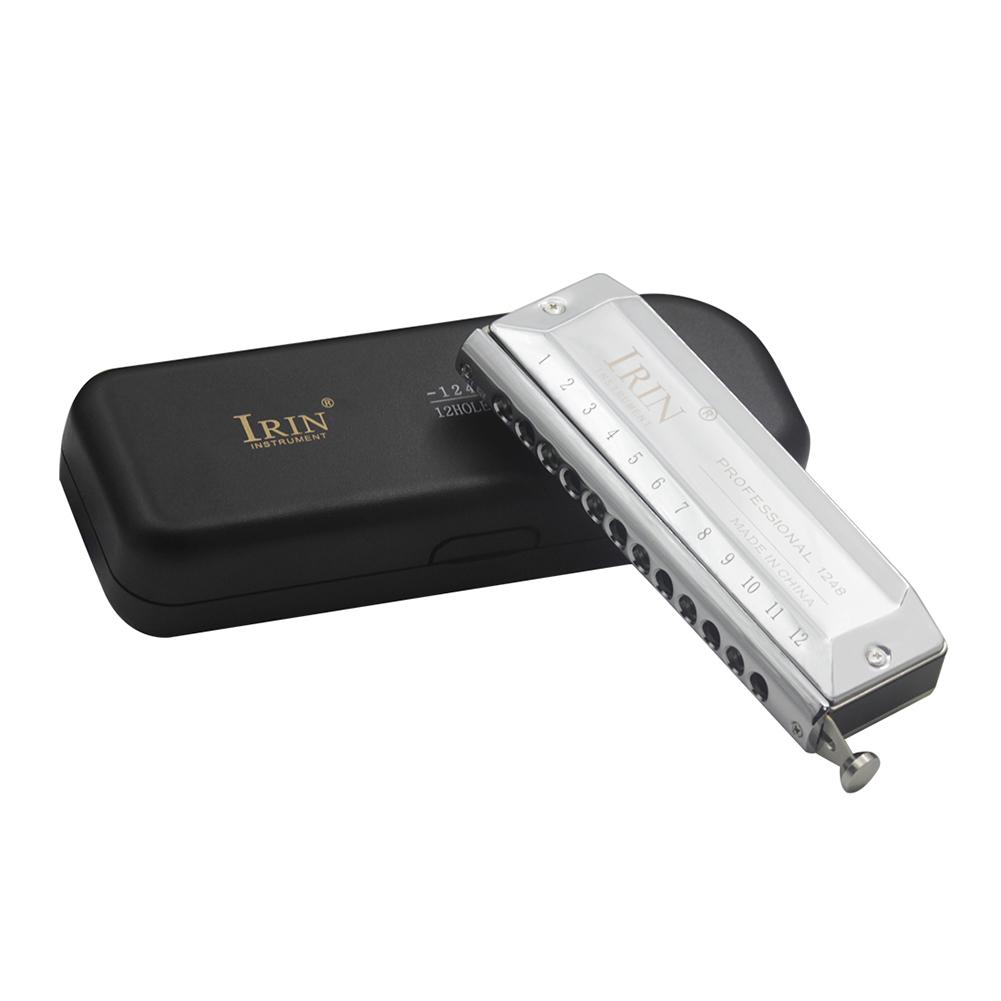 Organ 12 Hole 48 Tone Wind Mouth Chromatic Harmonica Harp Instrument Harmonica With Case,Chrome For Beginner Musical Instrument: Default Title