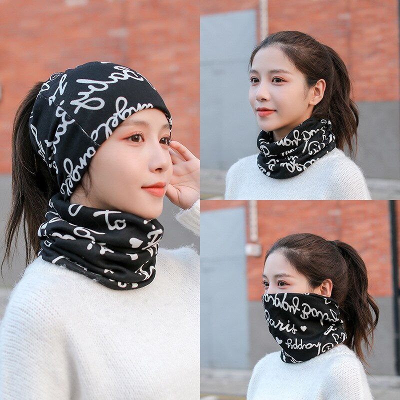 Gorro versátil para esquiar al aire libre, senderismo, pesca, otoño e invierno, bufanda de protección del cuello gruesa y cálida: D