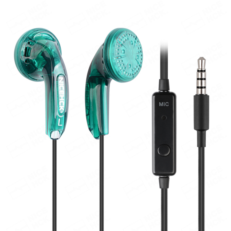 NICEHCK Traceless 3.5mm HIFI Earbud 15.4mm Dynamic Driver Unit DJ Bass Earphone Wired HD Microphone Headset EB2S/B40/B70/VIDO: Błękitny