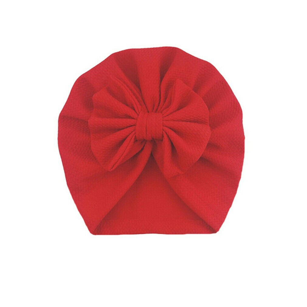 Emmababy Cute Baby Girls Bow Turban Hat Toddler Kids Head Wrap Hijab Solid Headband Cap 0-18 Months.: Red