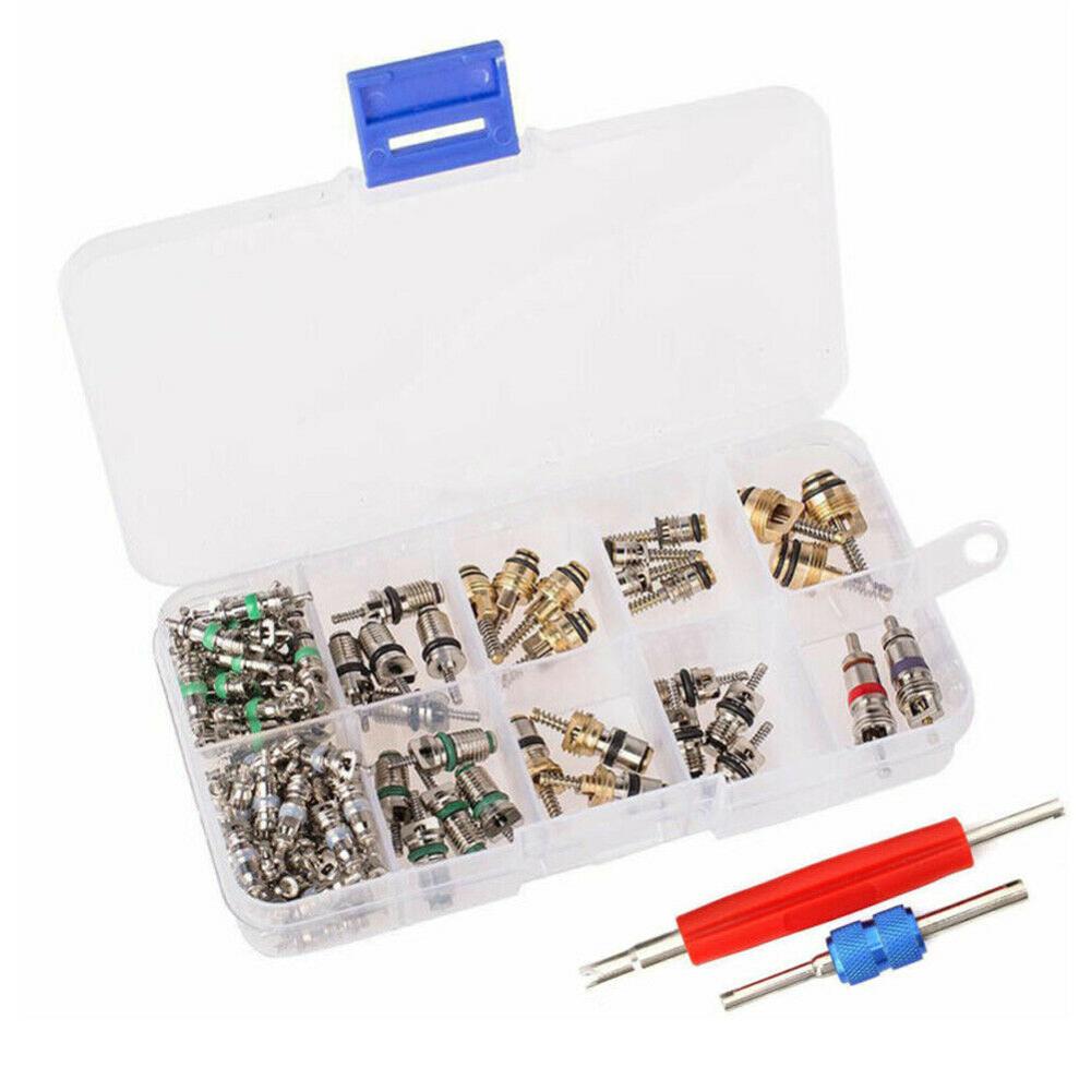 Assortiment de noyaux de Valve pour climatisation de voiture, 102 pièces, A/C, R134a, Kit d'outils pratiques pour retirer le noyau de Valve, Kit Tubeless valv