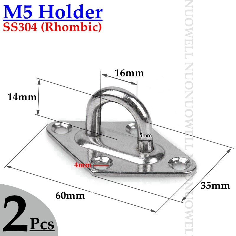 2Pcs M5 M6 M8 304 Rvs Houder Touw Haak Sluiting Connectors Deur Bout Haak Zonnescherm Netto Dekzeil Installatie onderdelen: M5 Rhombic