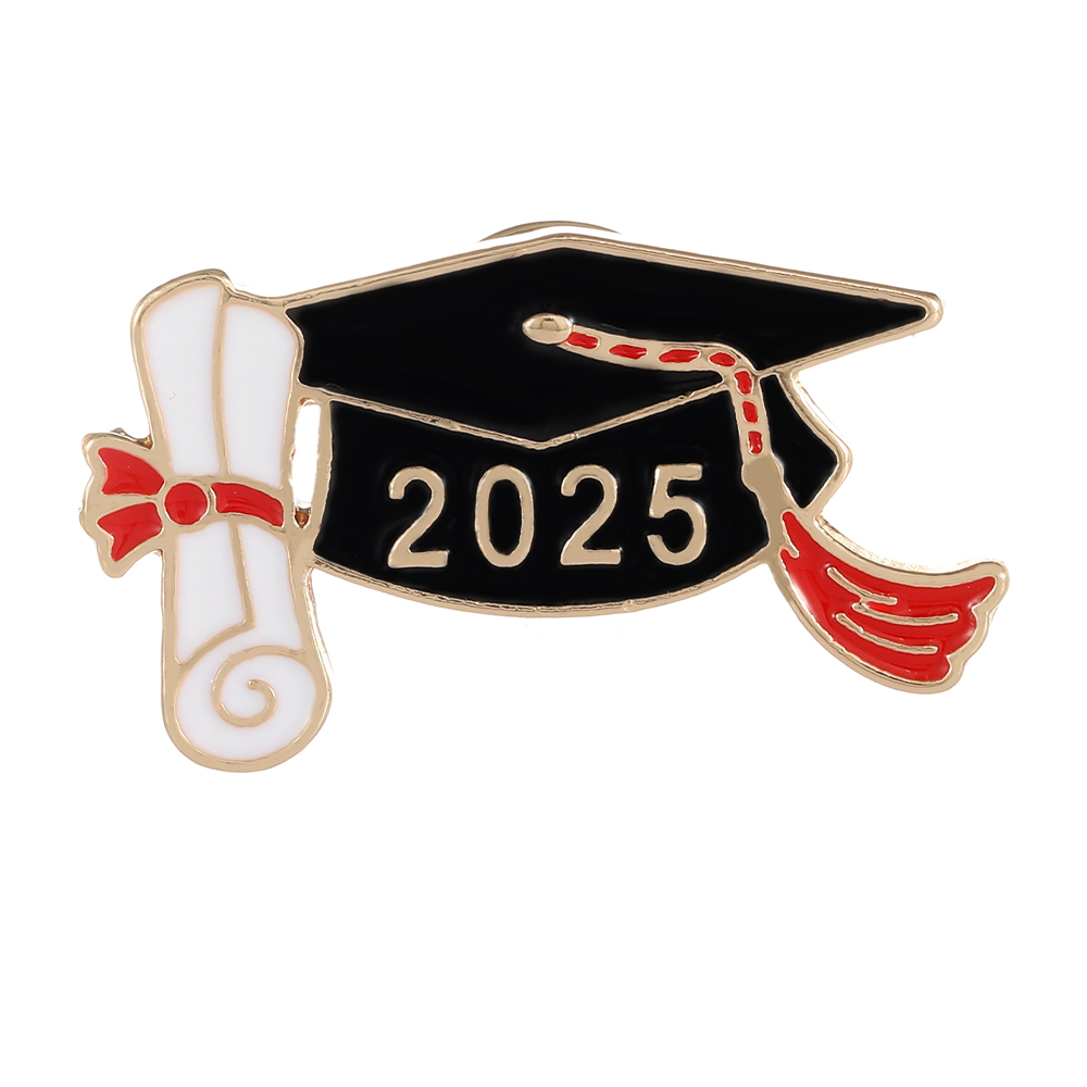 2025 Graduation Seizoen Emaille Broches Doctoraal Hoed Diploma Klasse Van 25 Pins Voor Student: Silver Plated