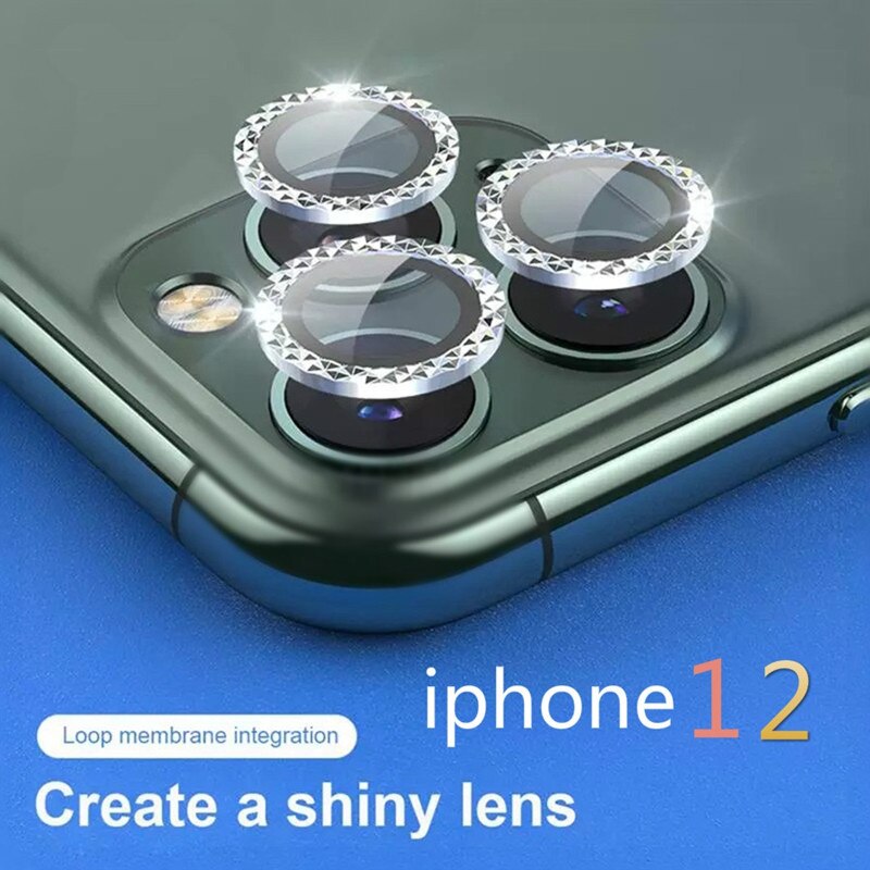 Back Lenses Camera Protector For iPhone 12 11 Pro Max 12Mini Rear Lens Ring Sticker Film Diamond Bling Protective Back Stickers