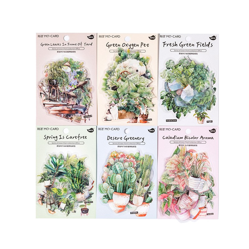 Juego de 30 Uds de pegatinas de hojas de helecho botánico, pegatinas transparentes de plantas Vintage para mascotas, pegatinas impermeables para álbum de recortes para decoración de diario DIY