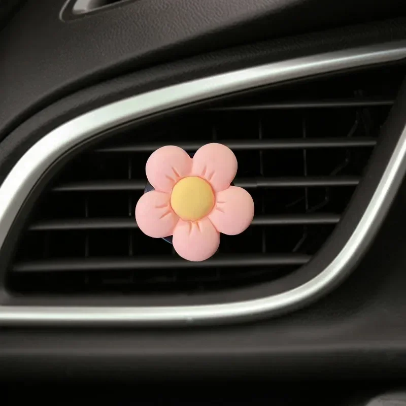 Clip de Perfume para coche con flor bonita, adornos de ventilación para aire acondicionado y aromaterapia, suministros de decoración Interior para coche, aroma para coche: Rosa