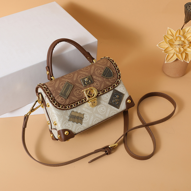 Kvinders retro pu læder skuldertaske kæde håndtaske crossbody til daglig brug: Hvid