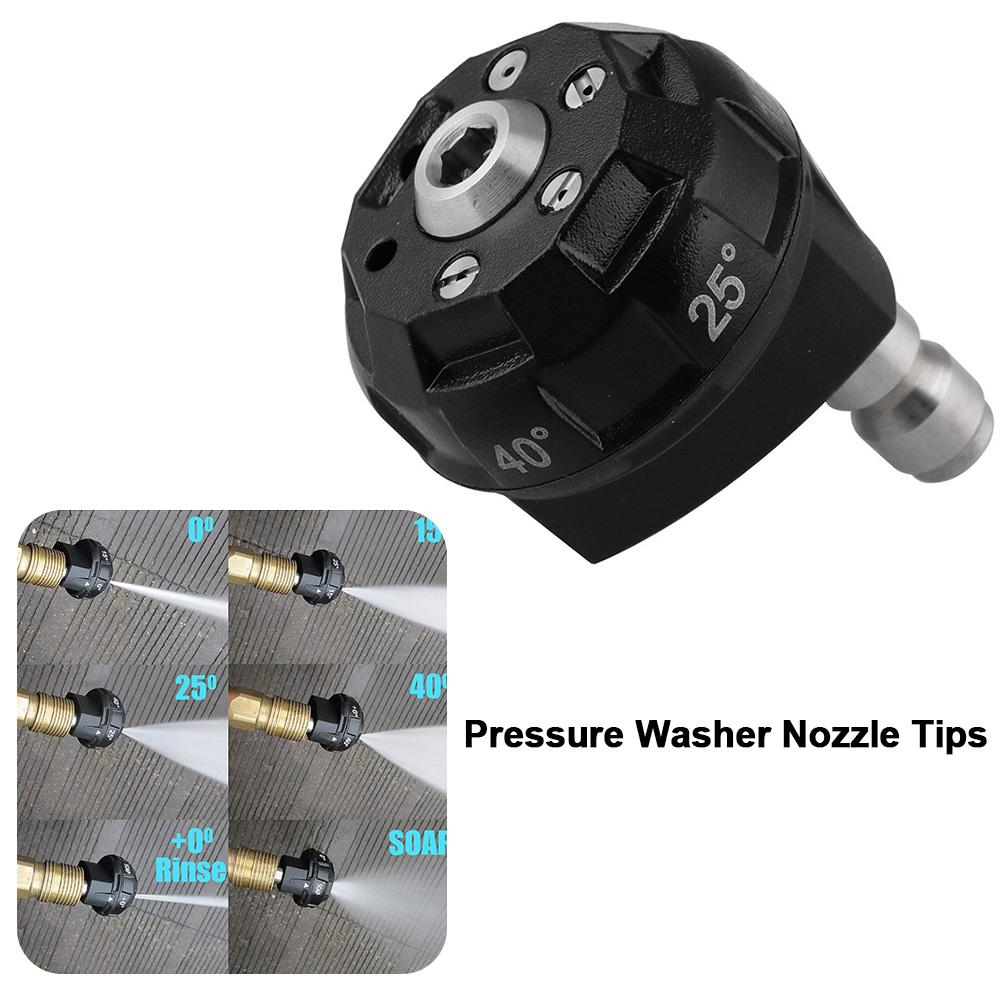 High Pressure Cleaner Car Wash Nozzle Multi-function 6-In-1 Porous Nozzle Linear Fan Foam Head Pressure Washer Nozzle: Default Title