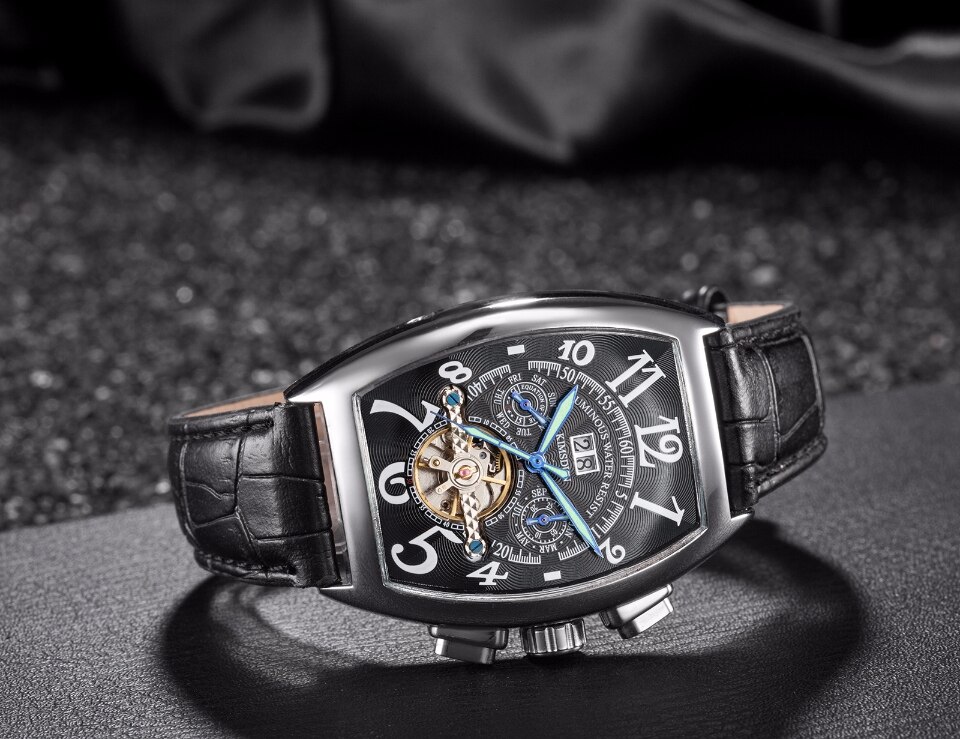 Top KIMSDUN Auto Date Montre hommes boîtier en or de luxe montres mécaniques hommes de en cuir Montre-bracelet Montre Homme