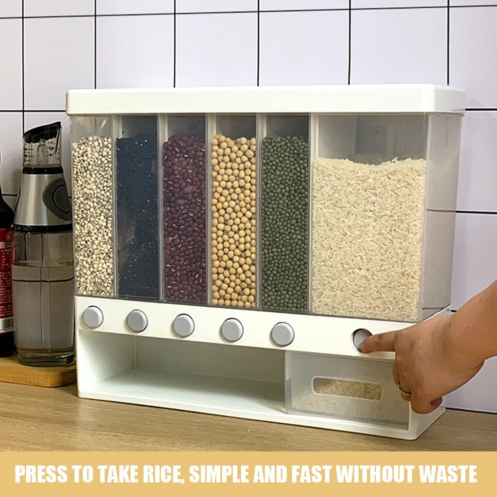 Fuldkorn ris spand vægmonteret ris opbevaringstank ud ris frugt korn gennemsigtig te dåser opbevaringsglas indeholder