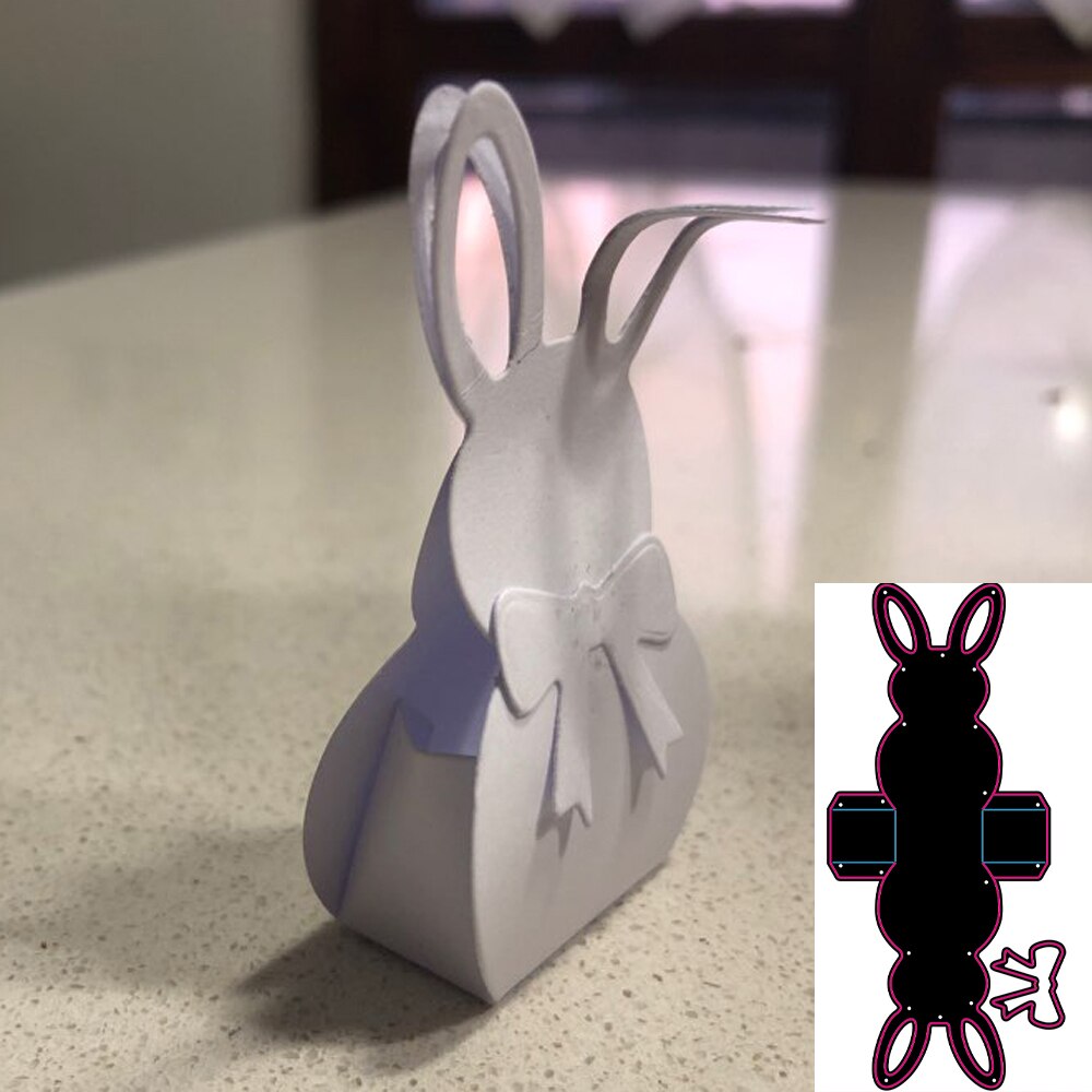 Caja de conejo efecto 3D de Pascua, troqueles de corte de Metal caja DIY papel de álbum de recortes tarjeta con plantilla, grabado artesanal decorativo, troqueles